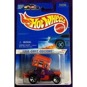 1998 Hot Wheels First Editions #2 Slideout Blue Car on Card